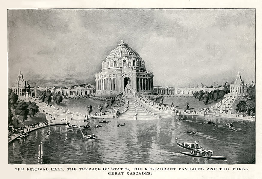 The Festival Hall, The Terrace of States, The Restaurant Pavilions and The Three Great Cascades.