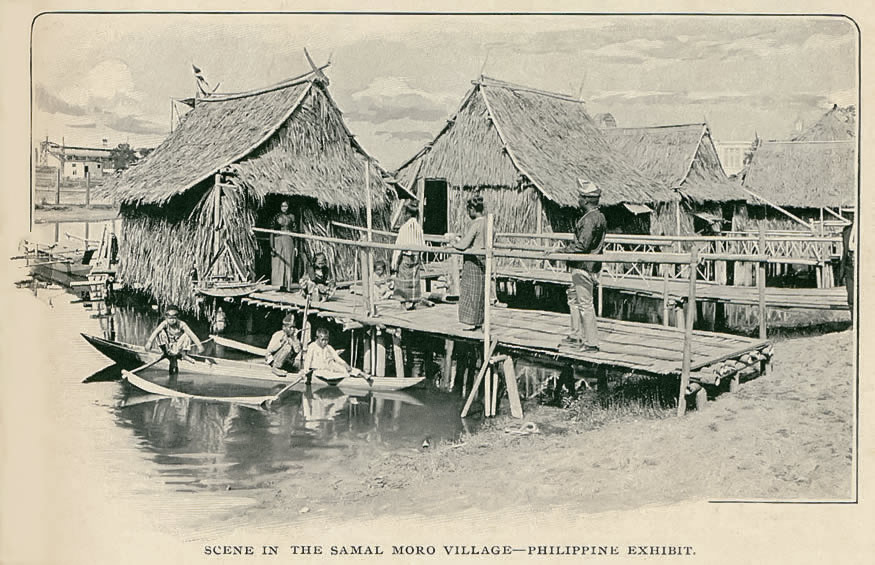Scene in The Samal Moro Village - Philippine Exhibit.